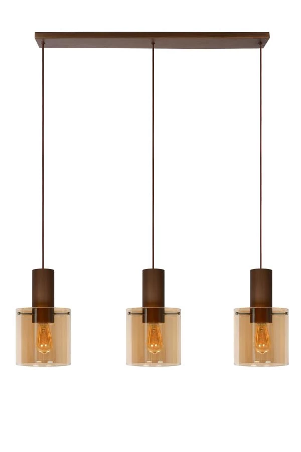 Lucide TOLEDO - Pendant light - Ø 20 cm - 3xE27 - Amber - turned off